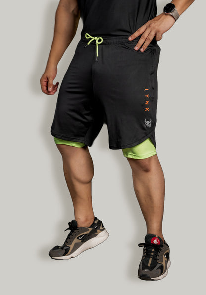 Momentum Pro Shorts- Black and Neon Green