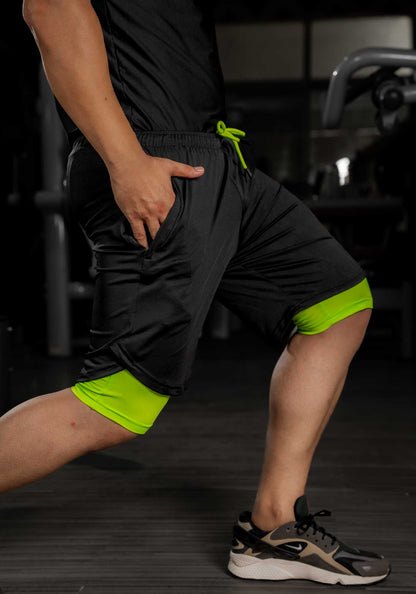 Momentum Pro Shorts- Black and Neon Green