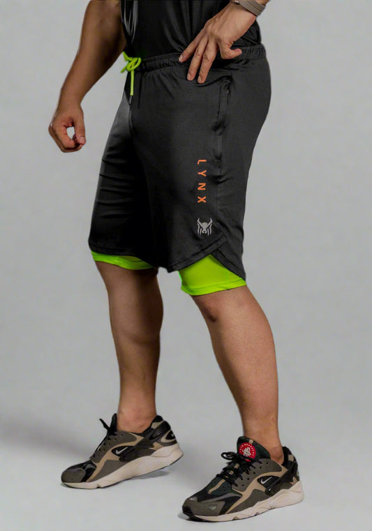Momentum Pro Shorts- Black and Neon Green